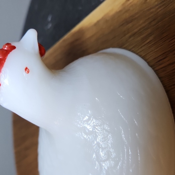 Hen on Nest Indiana Glass Co or LE Smith 4.25" Milk Glass Red comb wattle - Picture 6 of 10